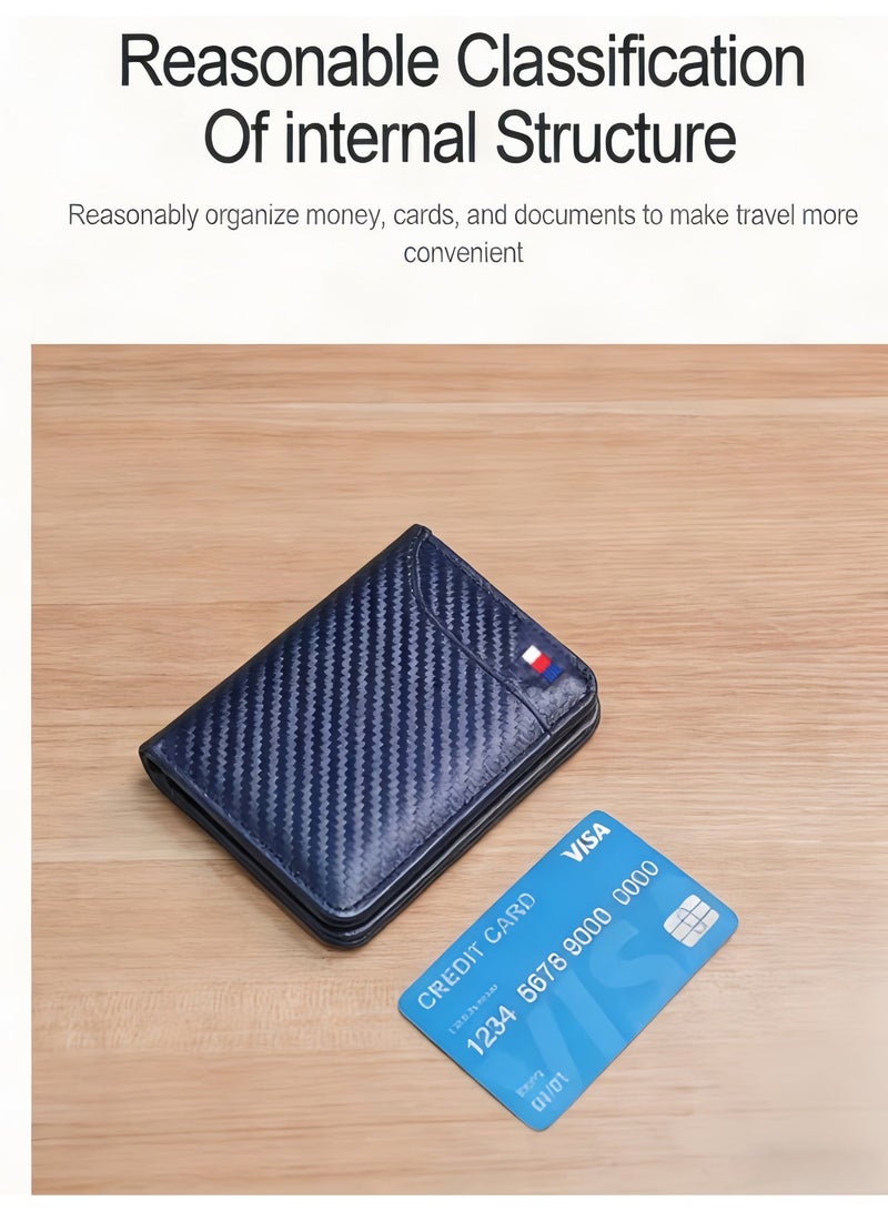 محفظة رجالية، محفظة من ألياف الكربون، تصميم بسيط، فتحات للبطاقات ومشبك نقود، متينة، سعة بطاقات متعددة - Image 3